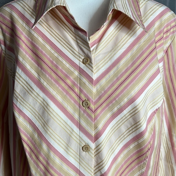 APOSTROPHE STRETCH ROSE GOLD BUTTON FRONT BLOUSE SIZE XL - Picture 5 of 8